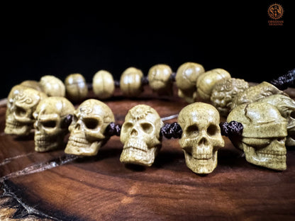 Bracelet crânes en bois de cerf sculptés à la main