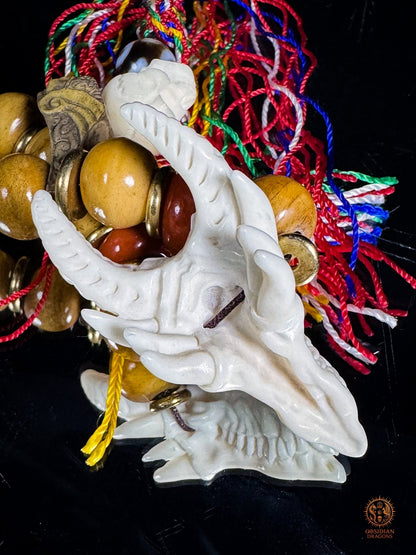 Bracelet Dragon - Bois de cerf, os, agate nan hong & DZI - obsidian dragons