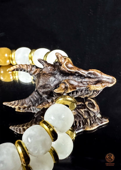 Bracelet dragon en jade néphrite naturel - Mala de poignet - obsidian dragons
