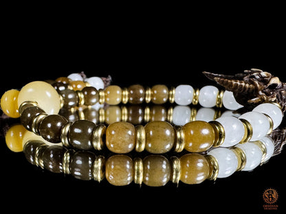 Bracelet dragon en jade néphrite naturel - Mala de poignet - obsidian dragons