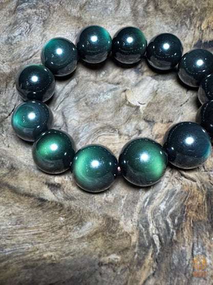 bracelet en obsidienne œil céleste naturelle exceptionnel