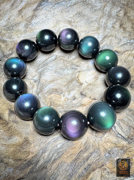 bracelet en obsidienne œil céleste naturelle exceptionnel