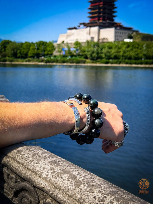 bracelet en obsidienne œil céleste naturelle exceptionnel