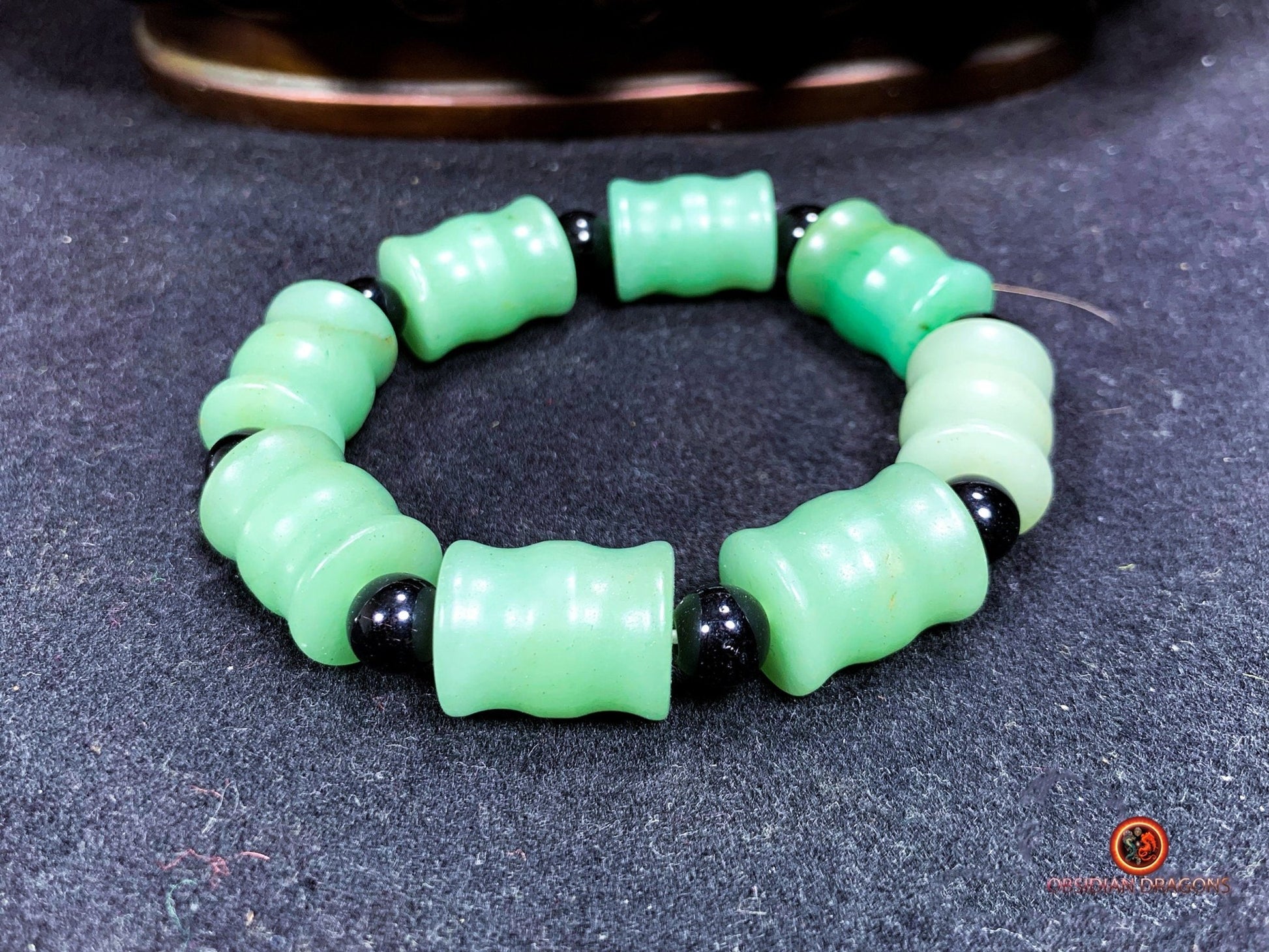 bracelet en  jade néphrite naturel- taille bambou | obsidian dragons