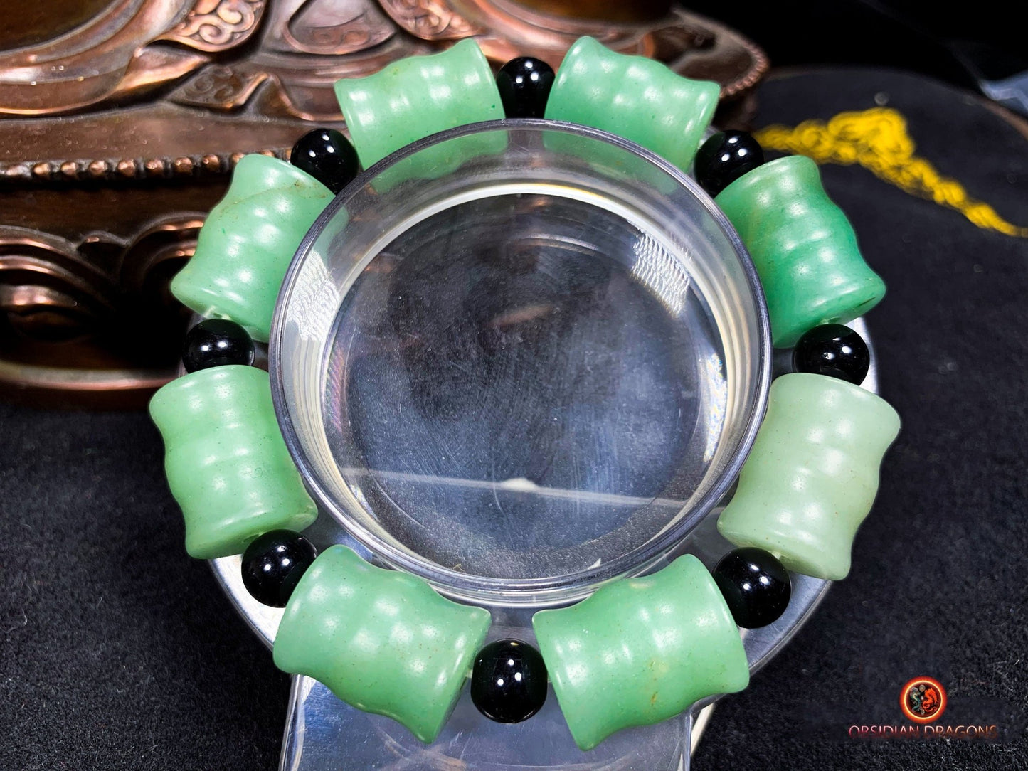 bracelet en  jade néphrite naturel- taille bambou | obsidian dragons