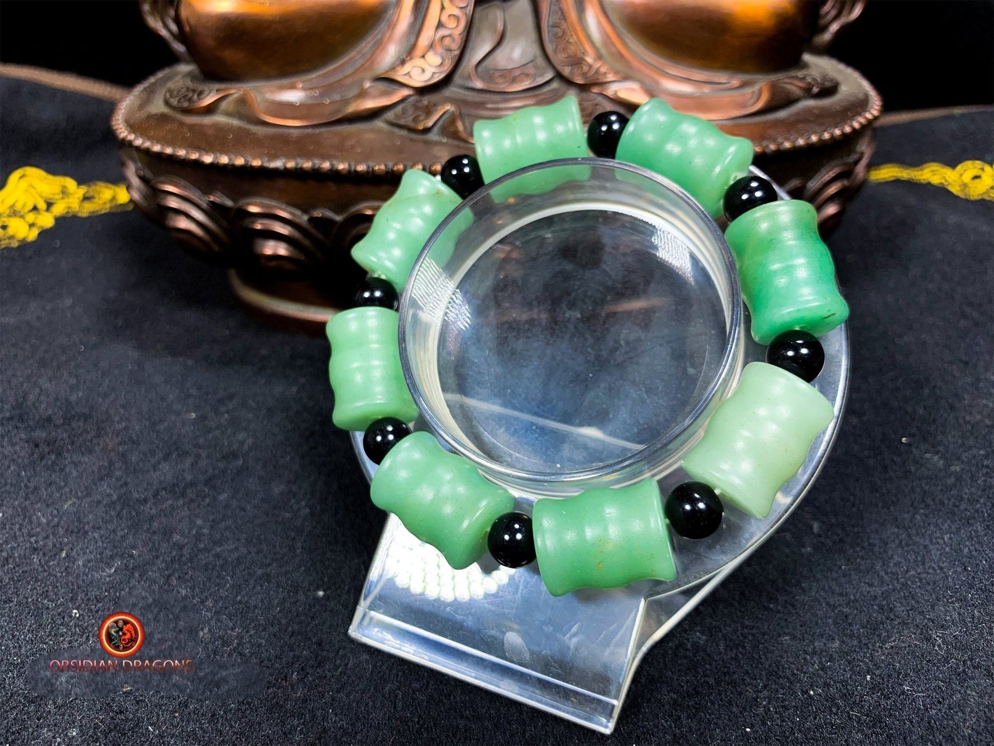 bracelet en jade néphrite naturel- taille bambou | obsidian dragons