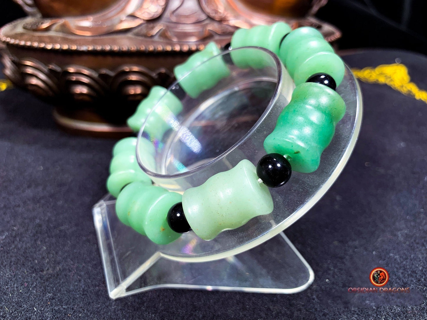 bracelet en jade néphrite naturel- taille bambou | obsidian dragons