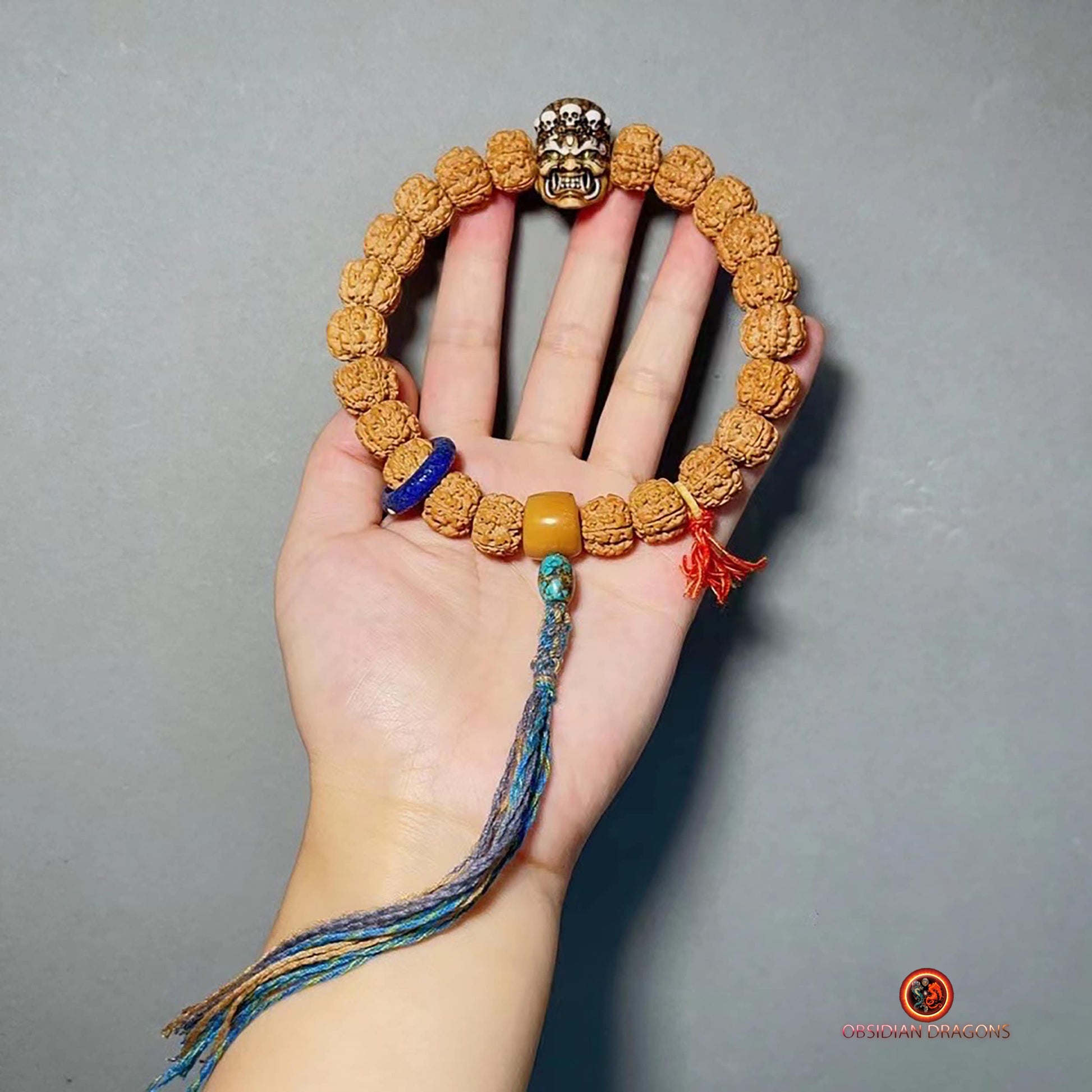 Mala Tibétain Unique- Rudraksha- Netsuké Mahakala