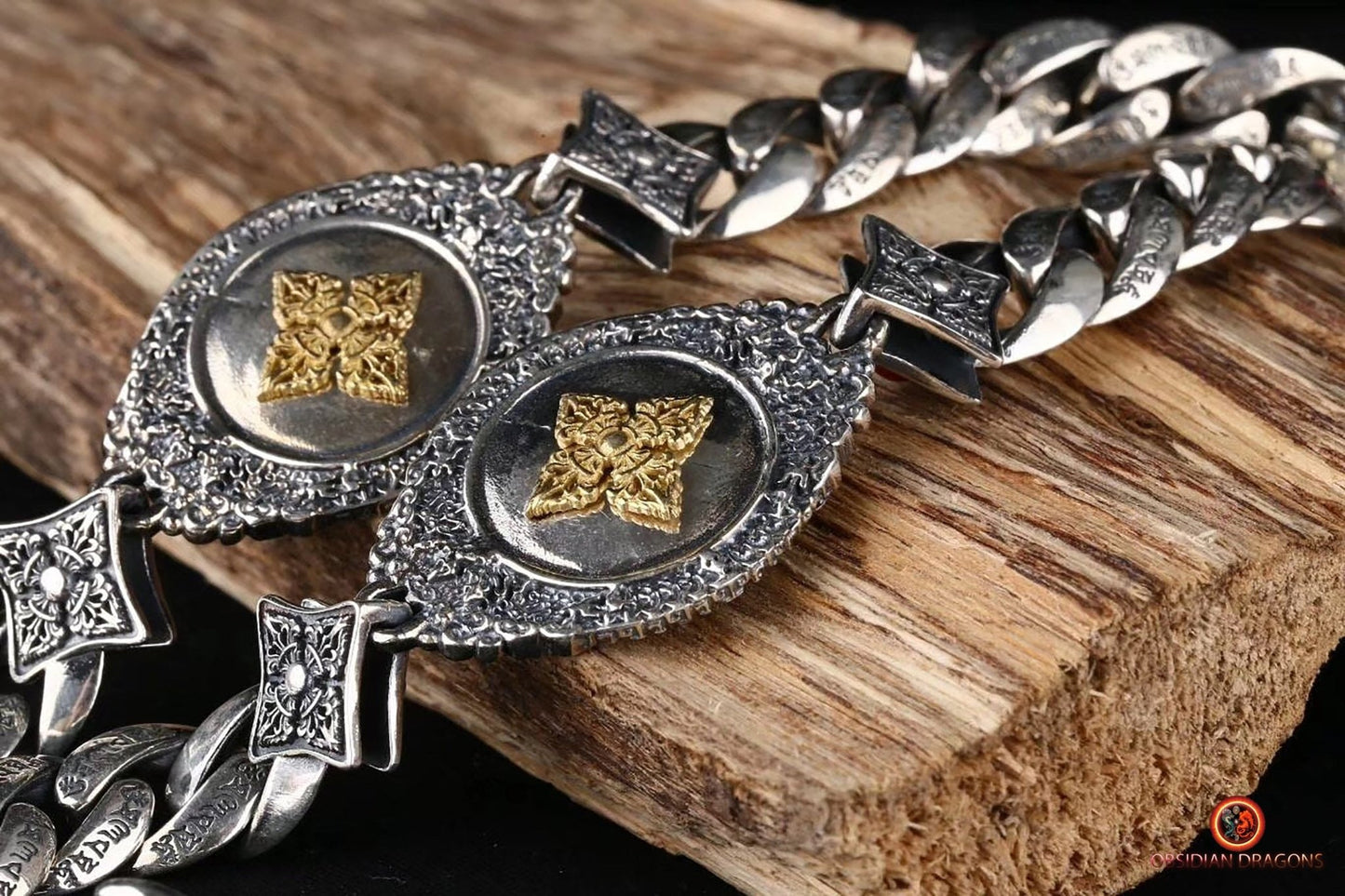 Bracelet Feng Shui- argent 925 – Trigrammes Bagua | obsidian dragons