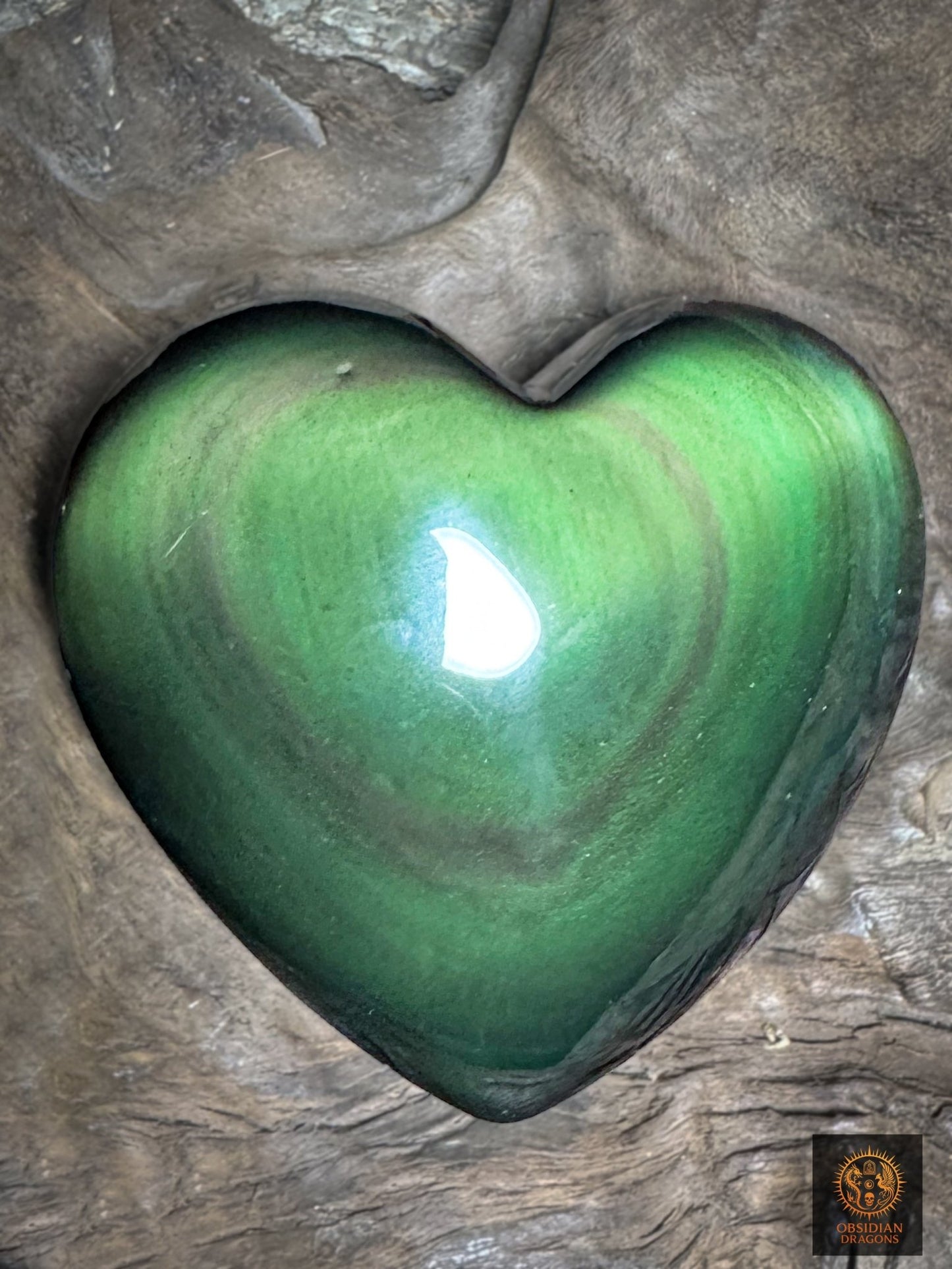 Cœur en obsidienne œil céleste – Reflets bleus rares - obsidian dragons