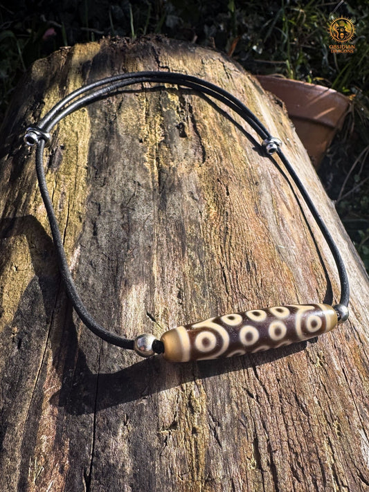 Collier DZI à 21 Yeux – Agate sacrée tibétaine authentique - obsidian dragons