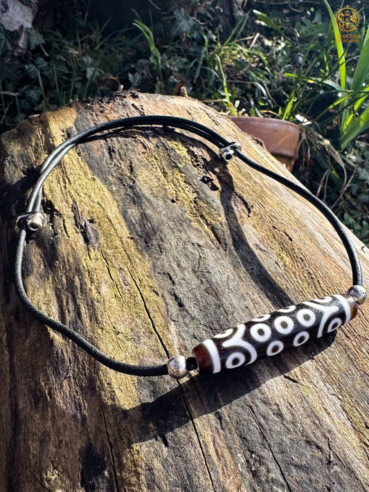 Collier DZI à 21 yeux – Perle du ciel tibétaine authentique | obsidian dragons