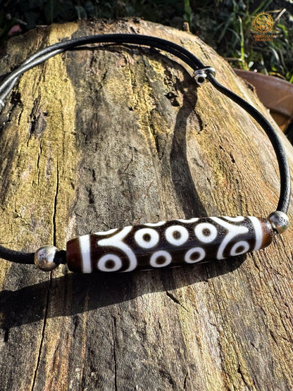 Collier DZI à 21 yeux – Perle du ciel tibétaine authentique | obsidian dragons