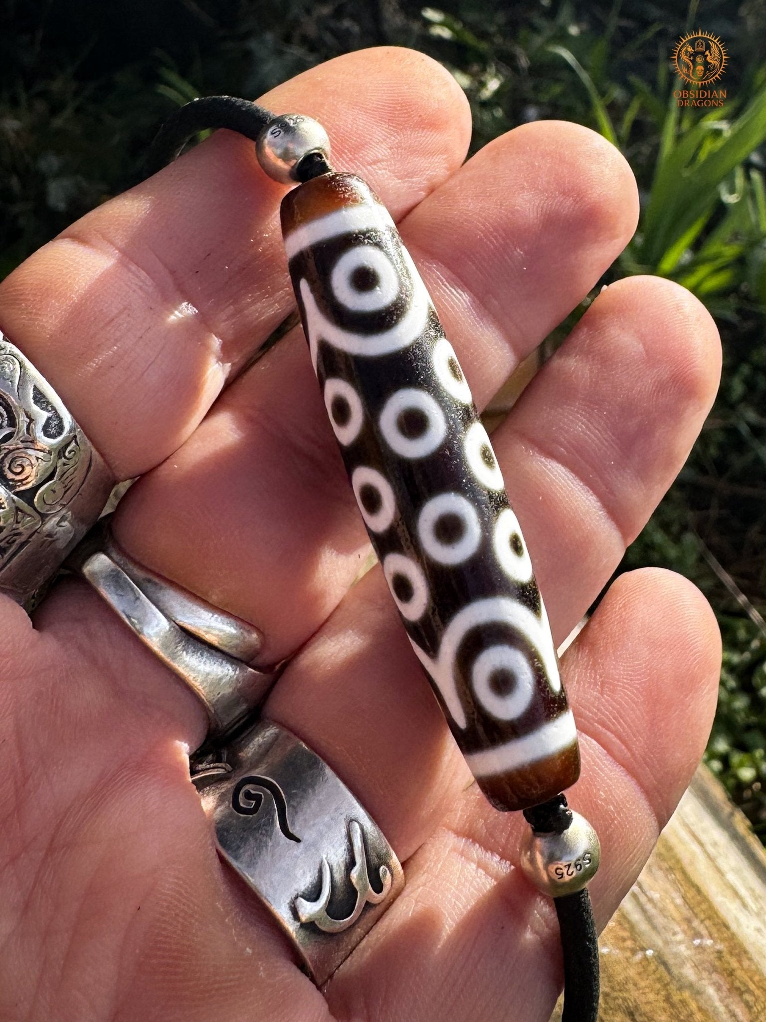 Collier DZI à 21 yeux – Perle du ciel tibétaine authentique | obsidian dragons