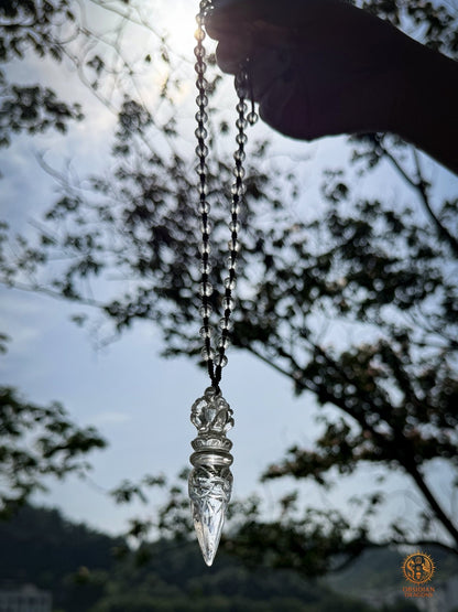 Collier phurba en cristal de roche - Talisman de protection