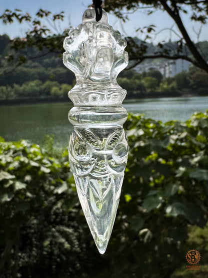 Collier phurba en cristal de roche - Talisman de protection