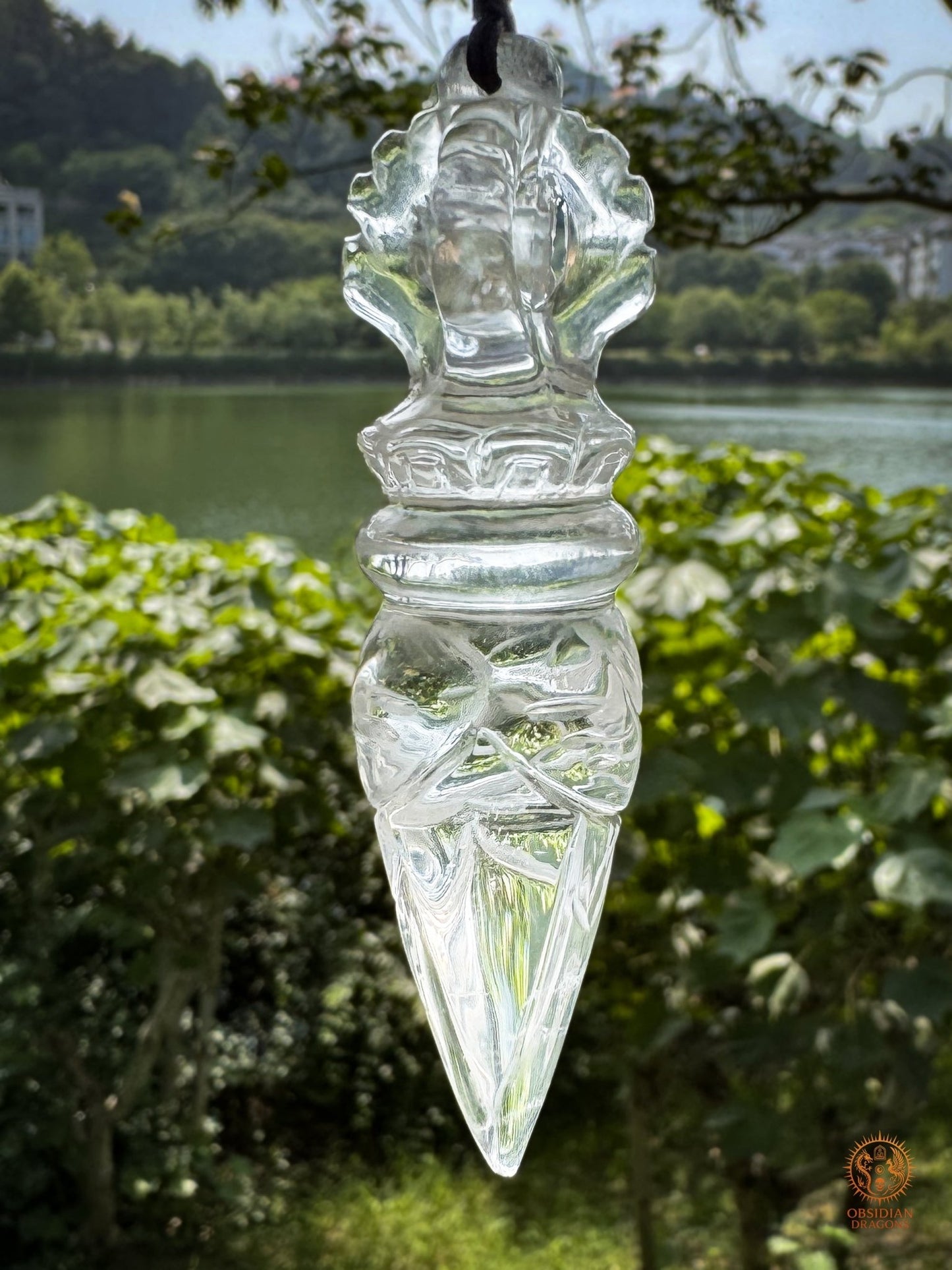 Collier phurba en cristal de roche - Talisman de protection