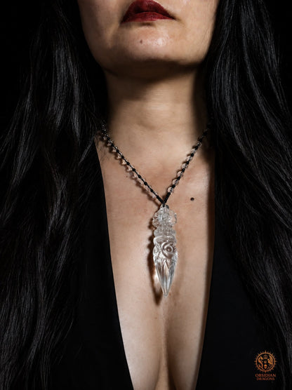 Collier phurba en cristal de roche - Talisman de protection