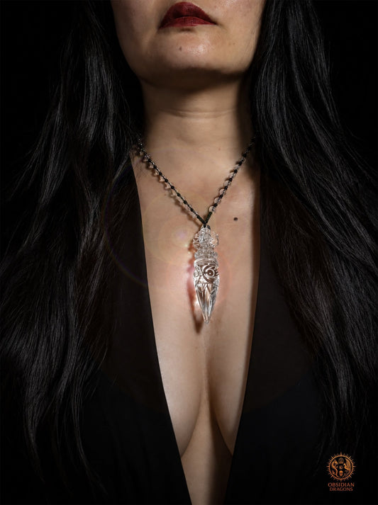 Collier phurba en cristal de roche - Talisman de protection