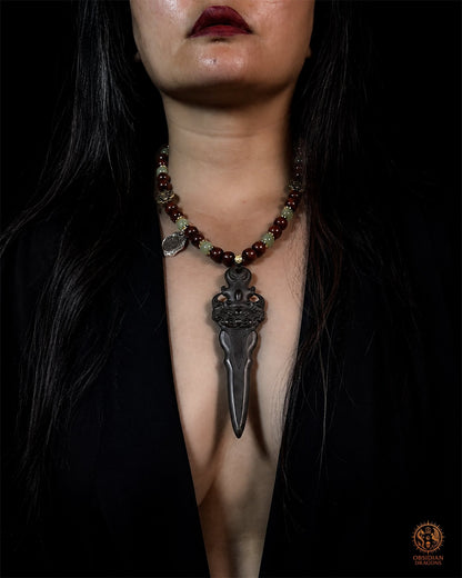 Collier talisman taoïste - épée de protection en jade noir