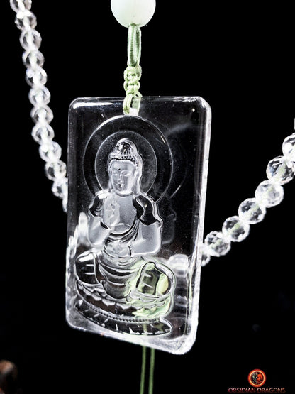 collier bouddhiste en cristal de roche gemme - bouddha Amitabha | obsidian dragons