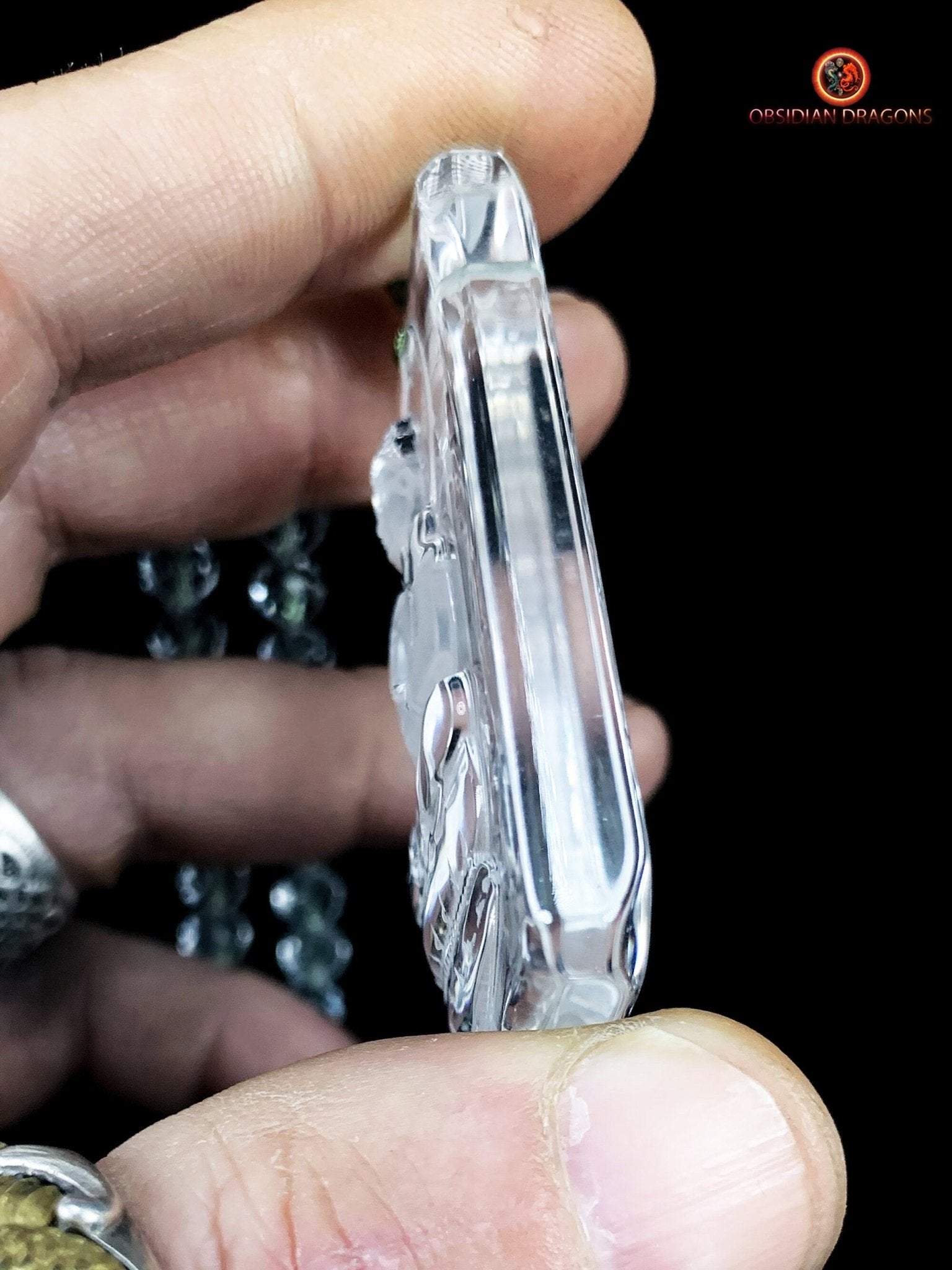 collier bouddhiste en cristal de roche gemme - bouddha Amitabha | obsidian dragons