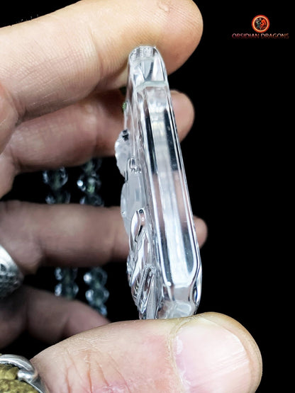 collier bouddhiste en cristal de roche gemme - bouddha Amitabha | obsidian dragons