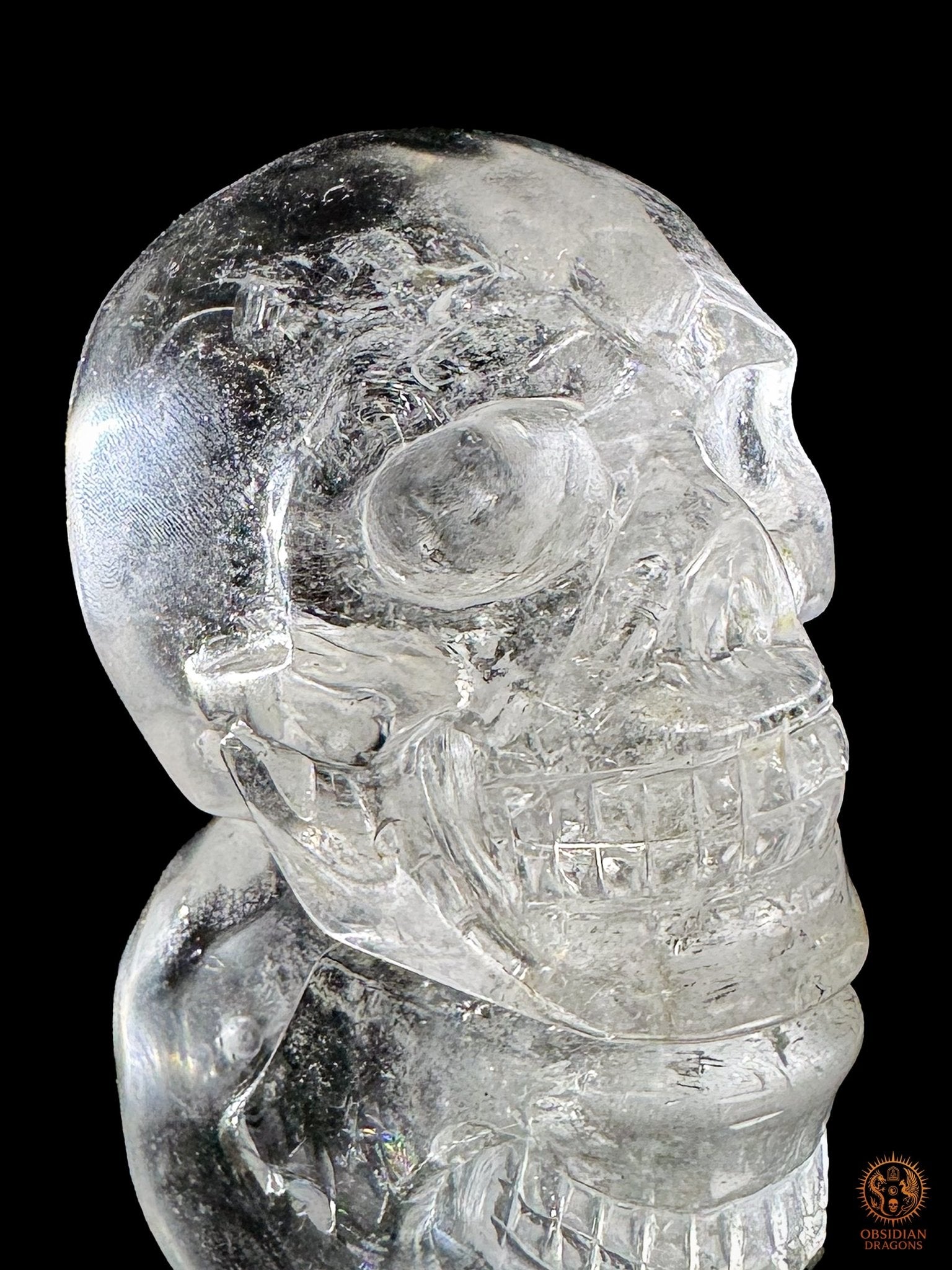Crâne de cristal himalayen - Cristal de roche du Népal - obsidian dragons