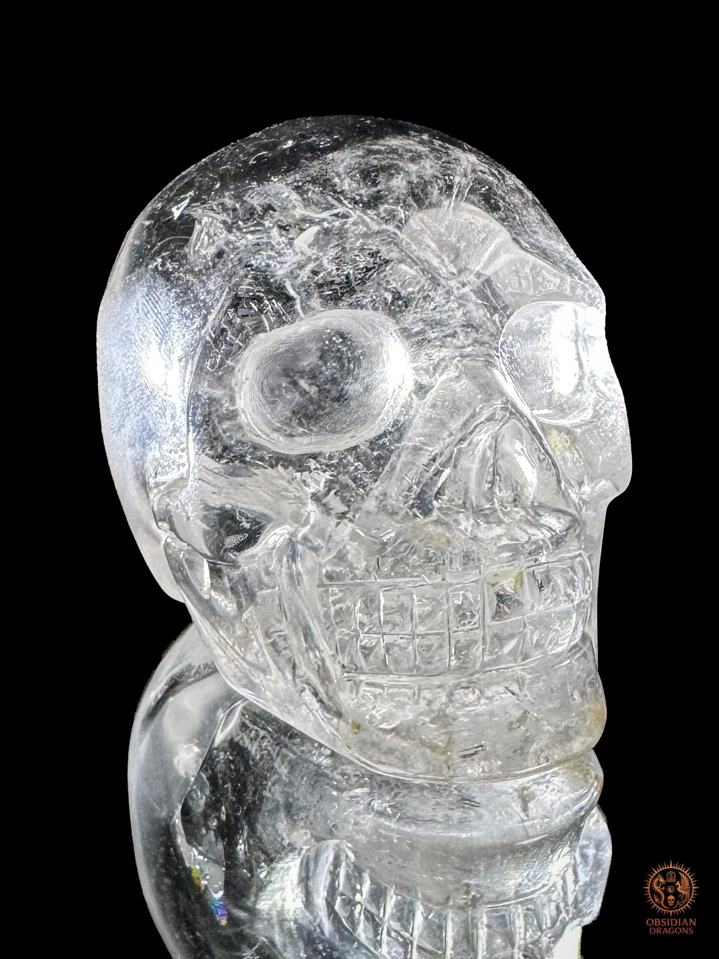 Crâne de cristal himalayen - Cristal de roche du Népal - obsidian dragons