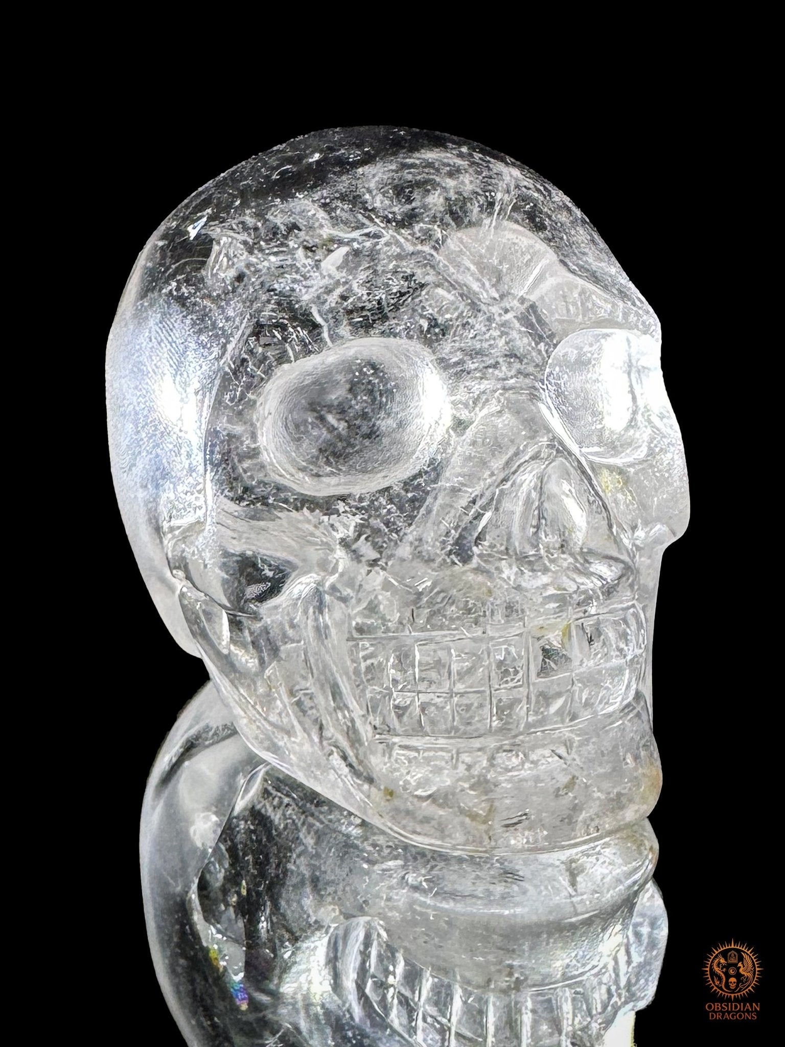 Crâne de cristal himalayen - Cristal de roche du Népal - obsidian dragons