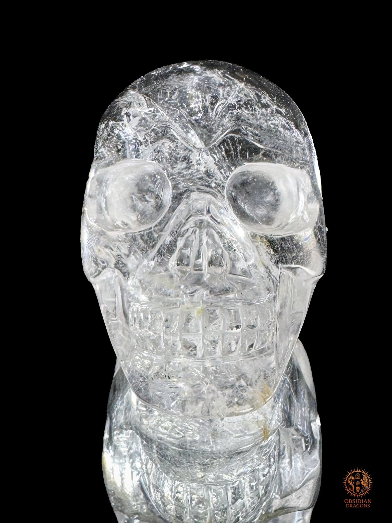 Crâne de cristal himalayen - Cristal de roche du Népal - obsidian dragons