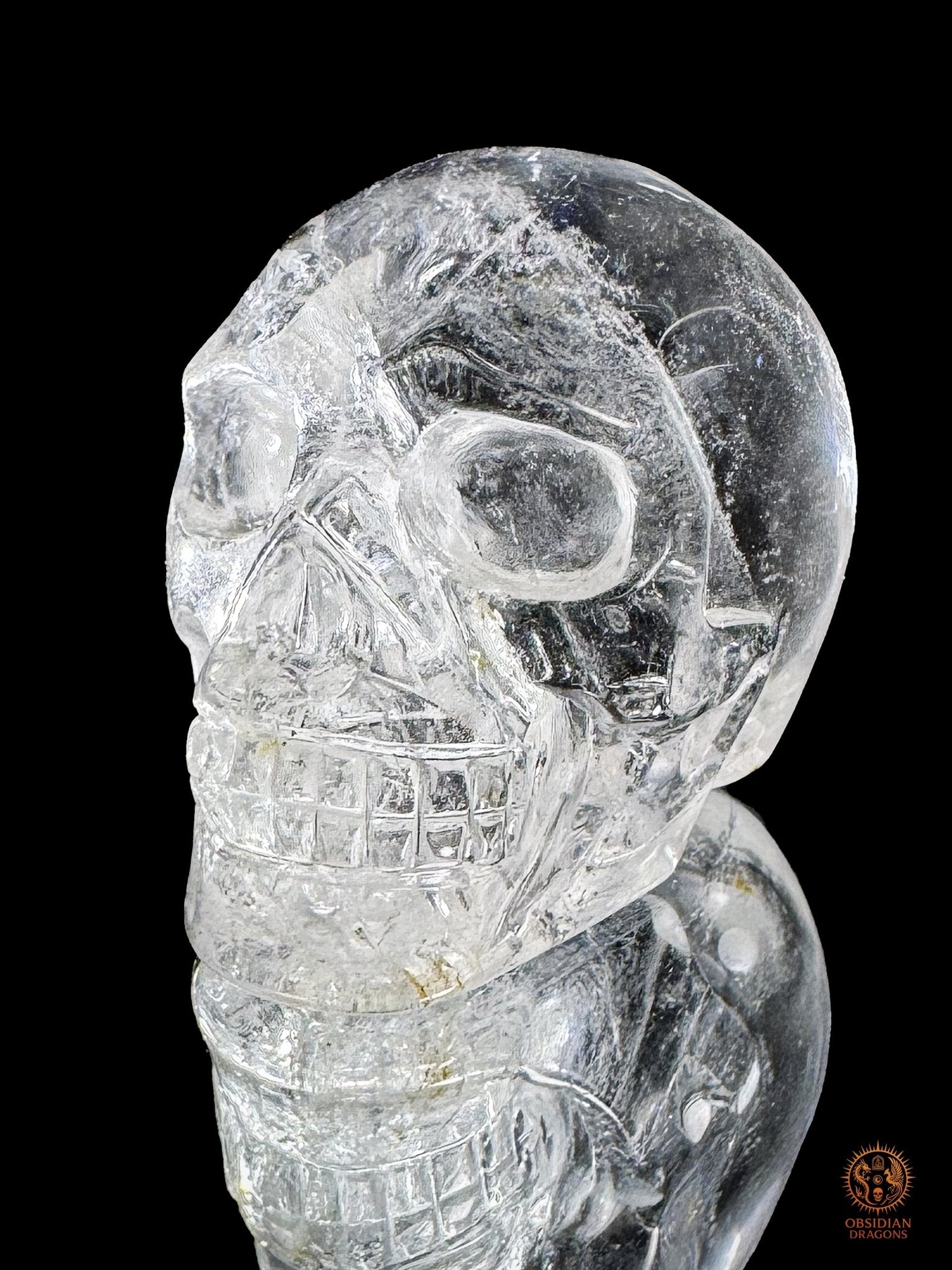 Crâne de cristal himalayen - Cristal de roche du Népal - obsidian dragons