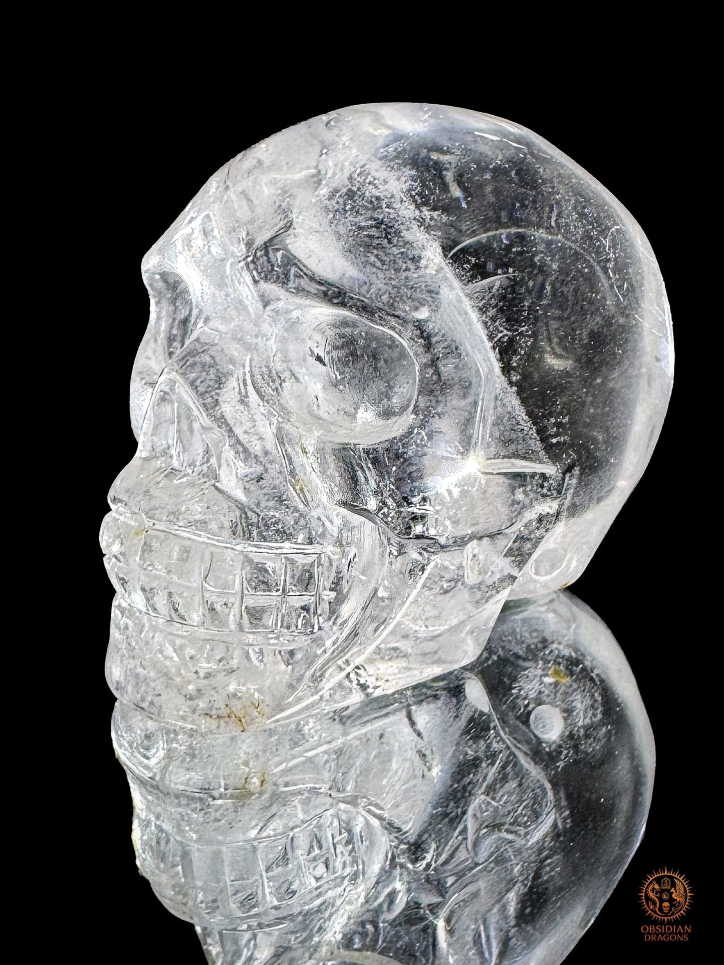 Crâne de cristal himalayen - Cristal de roche du Népal - obsidian dragons