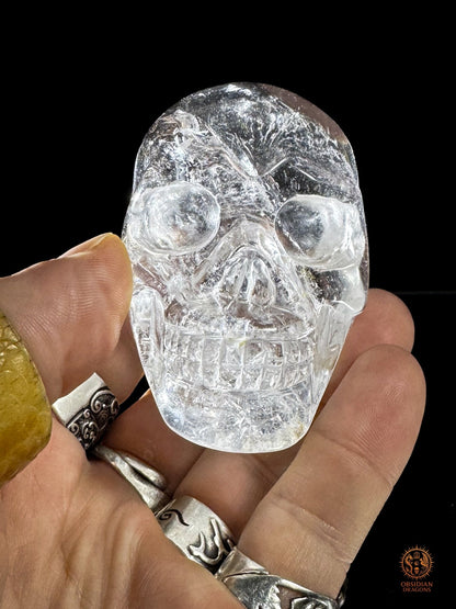Crâne de cristal himalayen - Cristal de roche du Népal - obsidian dragons