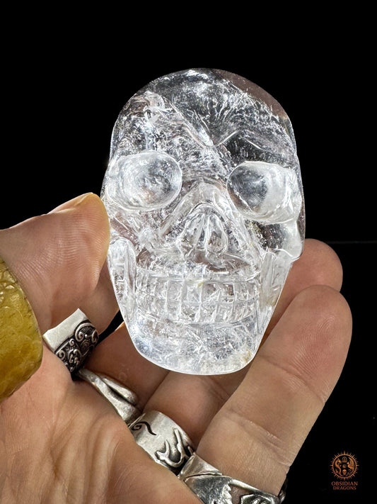 Crâne de cristal himalayen - Cristal de roche du Népal - obsidian dragons