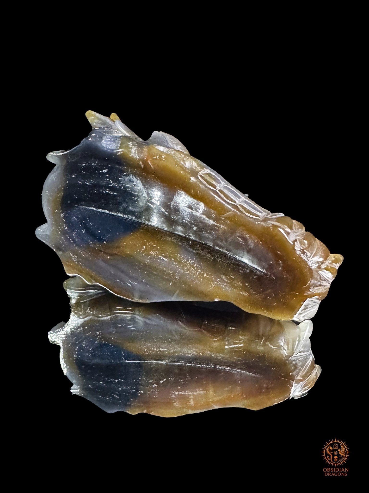 Crâne de dragon en géode de quartz – Souffle des profondeurs - obsidian dragons