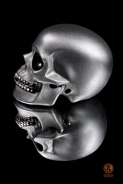 Crâne en obsidienne noire hyper réaliste mat et miroir | obsidian dragons