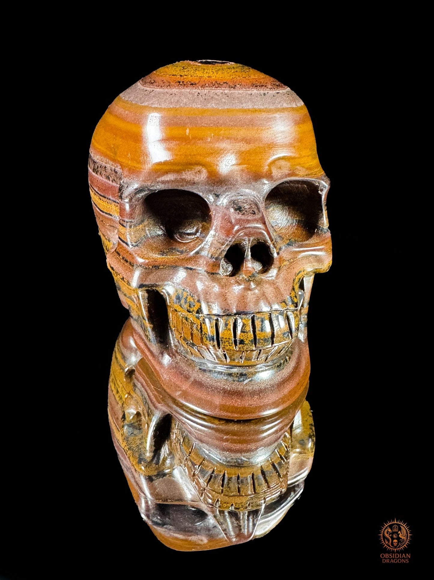 Crâne en œil de fer d’Australie (Tiger Iron) – Pièce unique | obsidian dragons