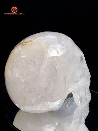 Grand crâne de cristal en cristal de roche himalayen | obsidian dragons