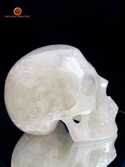 Crâne de cristal en cristal de roche himalayen | obsidian dragons