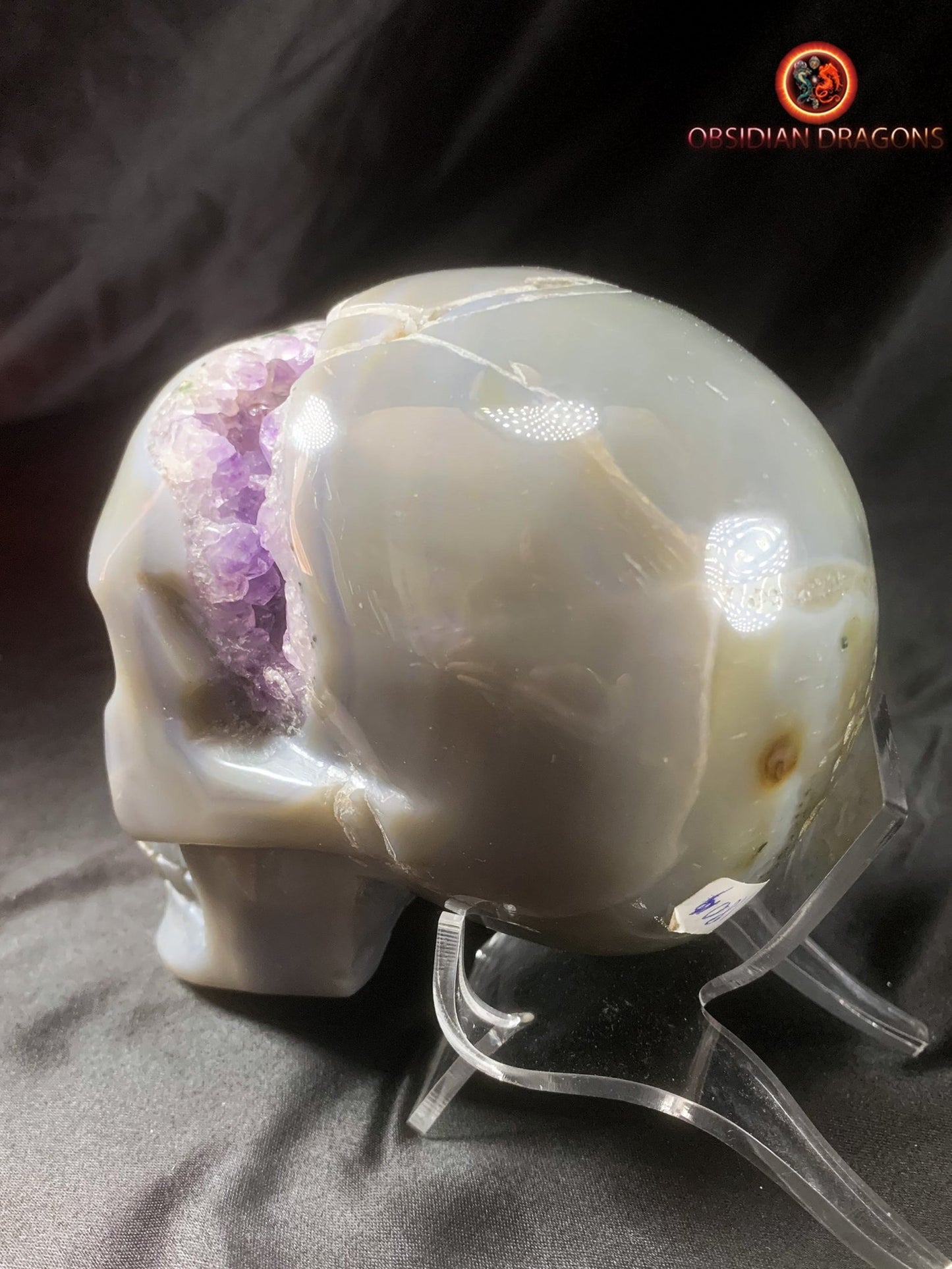 Crâne de cristal- Géode d'améthyste- Unique et artisanal | obsidian dragons