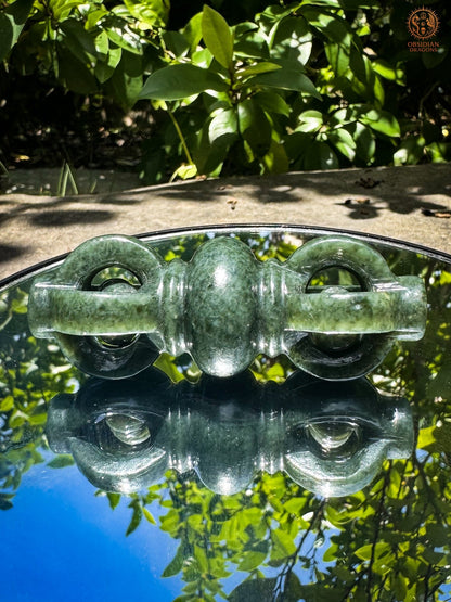 Dorjé en jade néphrite Hetian – Vajra en pierre naturelle