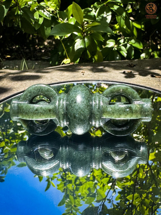 Dorjé en jade néphrite Hetian – Vajra en pierre naturelle