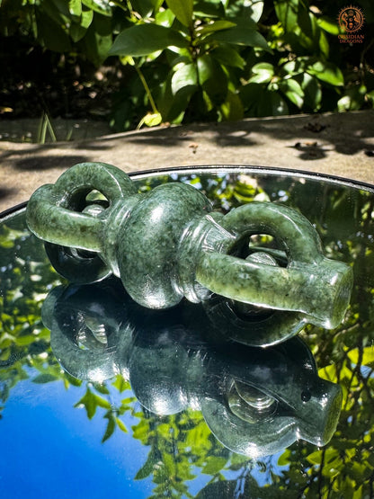 Dorjé en jade néphrite Hetian – Vajra en pierre naturelle