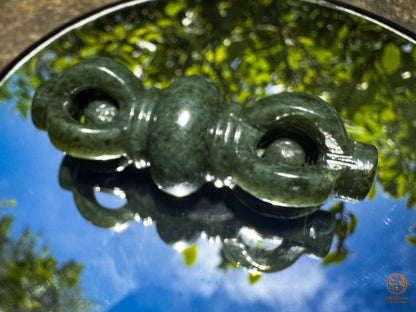 Dorjé en jade néphrite Hetian – Vajra en pierre naturelle