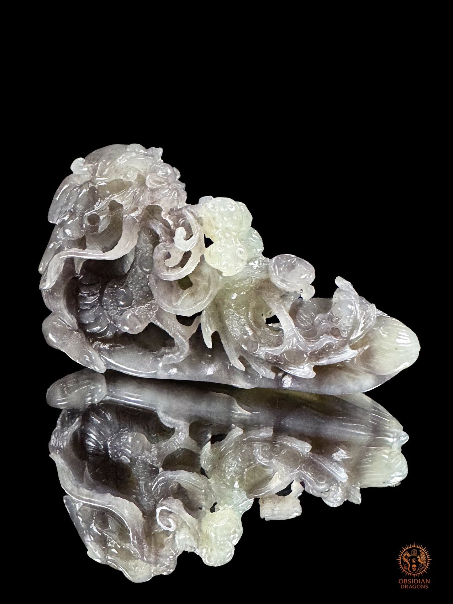 Dragon en jade naturel Hetian Yu - Œuvre artisanale unique