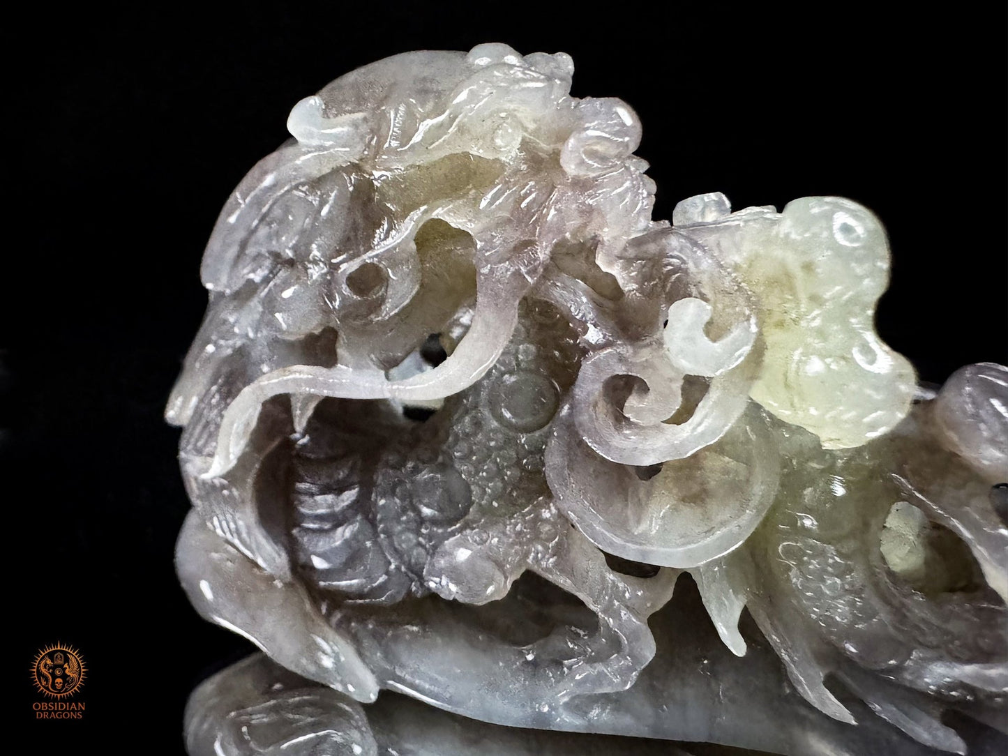 Dragon en jade naturel Hetian Yu - Œuvre artisanale unique
