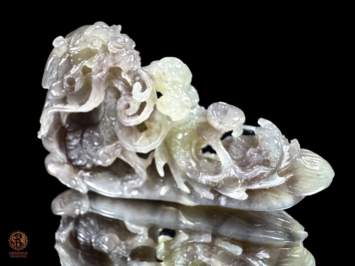 Dragon en jade naturel Hetian Yu - Œuvre artisanale unique