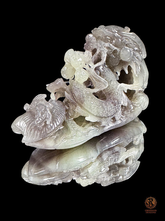 Dragon en jade naturel Hetian Yu - Œuvre artisanale unique