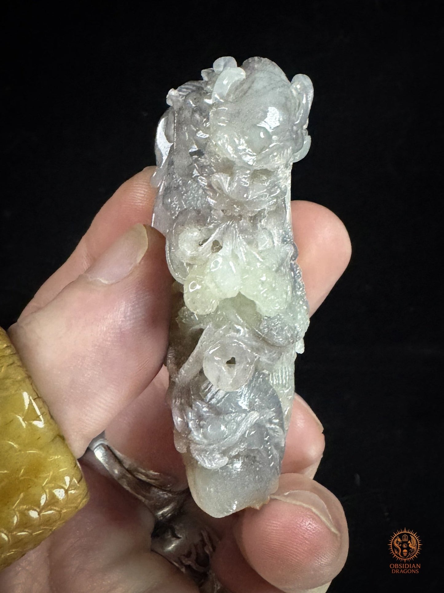 Dragon en jade naturel Hetian Yu - Œuvre artisanale unique